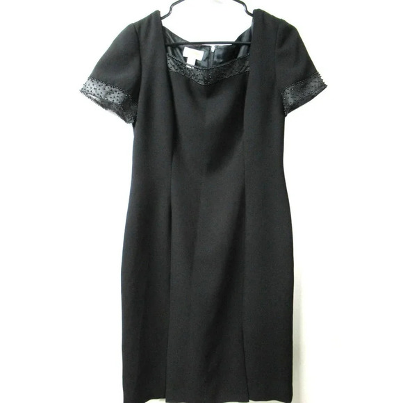 Talbots Dresses & Skirts - TALBOTS Women’s Petite Acrylic Short Sleeved Dress Beaded Black Size 8P